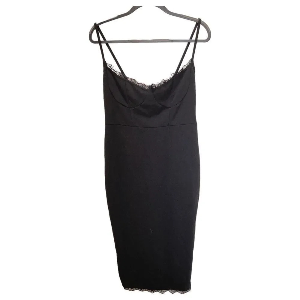 BOOHOO Black Cocktail Dress Knee Length Size 10